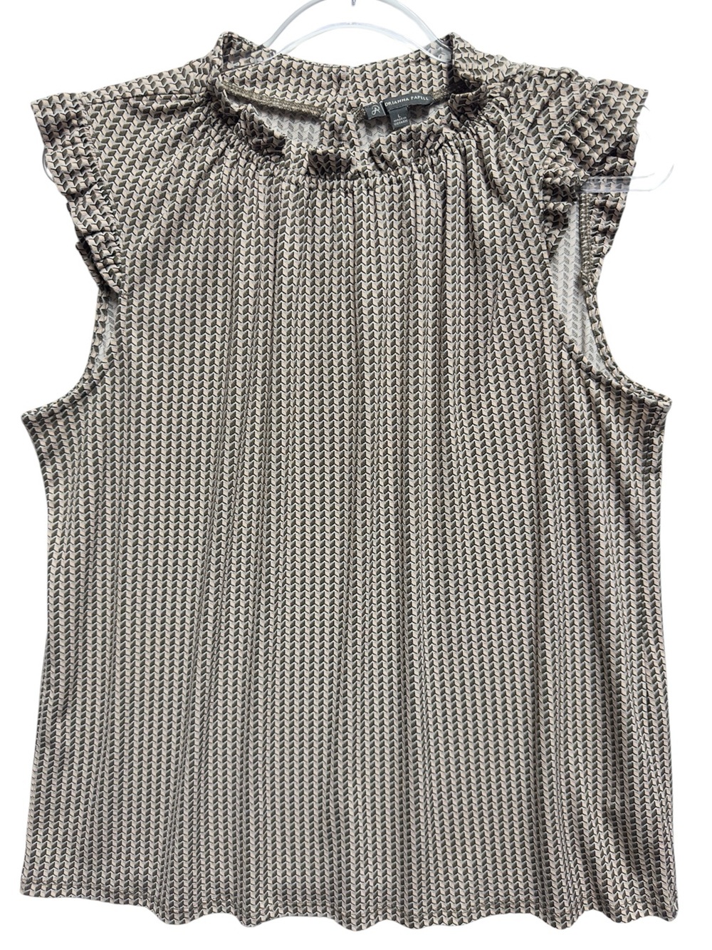 Tuxedo Ponte Silky Knit Ruffle Flutter Pleated Geometric Squares Dots Blouse Top